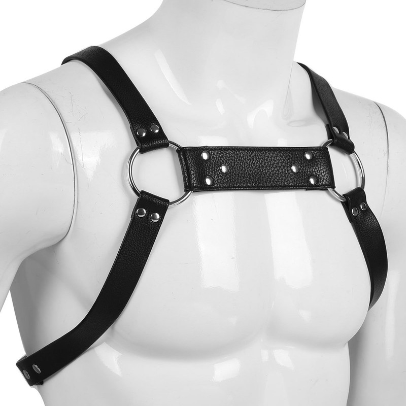 Men's Male Faux Leather Body Chest Bodysuit Harness Belt Night Clubwear