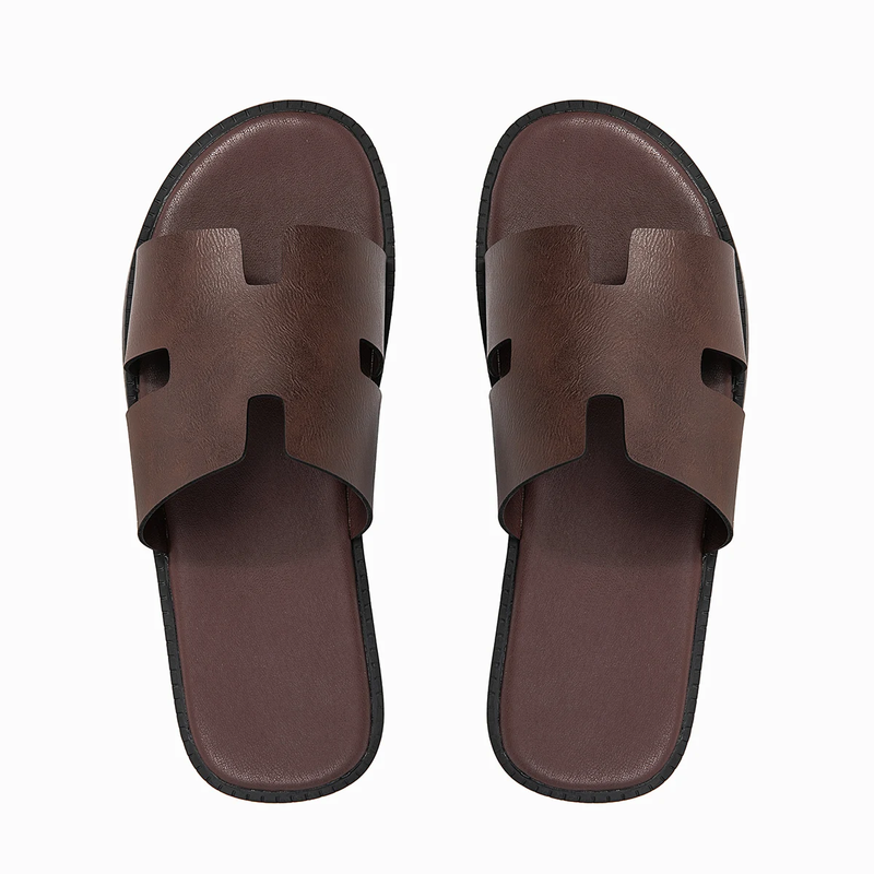 Men'S Leather Slippers Sandals Non-Slip and Wear-Resistant Lightweight Designer
