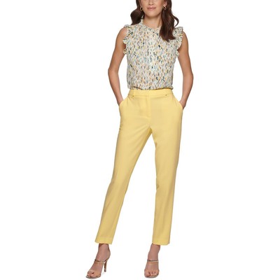 DKNY Womens Yellow High Rise Business Work Wear Dress Pants Plus 18 BHFO 5266
