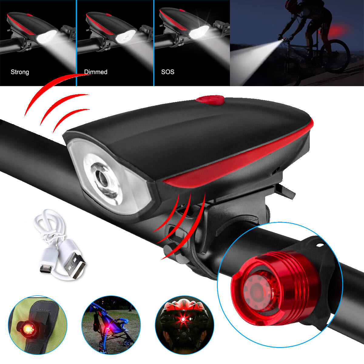 bicycle headlight and taillight set