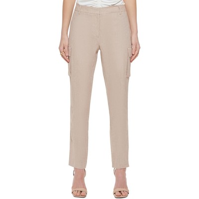 

Женские бежевые брюки прямого кроя со средней посадкой Calvin Klein  BHFO 6324, Khaki multi