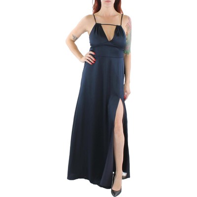 Женское темно-синее атласное макси-платье цвета морской волны для особых случаев, 10 BHFO 1594