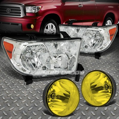 ФАРЫ С ПРОЗРАЧНЫМ ХРОМИРОВАННЫМ КОРПУСОМ + ПРОТИВОТУМАННЫЕ ФАРЫ/ФАРЫ ДАЛЬНЕГО СВЕТА ЯНТАРНОГО ЦВЕТА + ПЕРЕКЛЮЧАТЕЛЬ ДЛЯ 07-13 TUNDRA