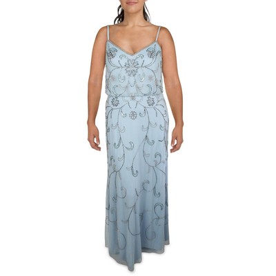

Adrianna Papell Женское Синее Сетчатое Вечернее Платье  BHFO 1439, Elegant sky