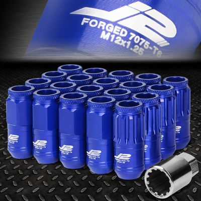 J2 ENGINEERING 7075 АЛЮМИНИЙ M12X1.25 16ШТ ГАЙКА С ОТКРЫТЫМ НАКОНЕЧНИКОМ, 4ШТ ЗАМОК с КЛЮЧОМ, СИНИЙ