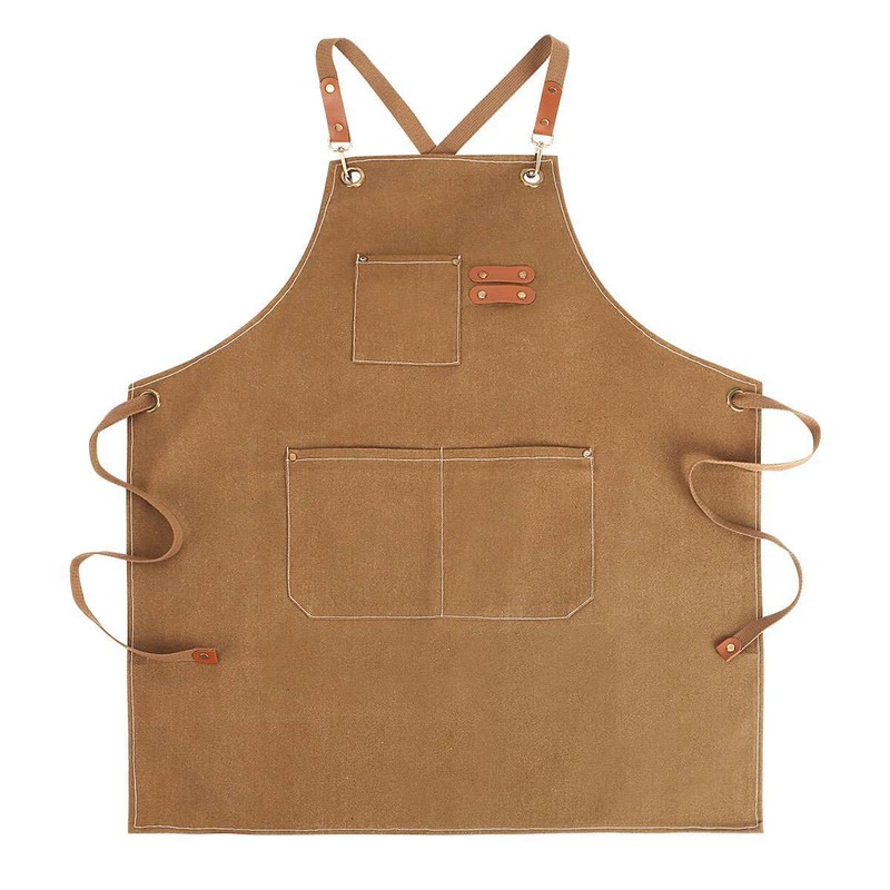 Canvas Tool Work Shop Apron Heavy Duty Woodworking Pockets Chef