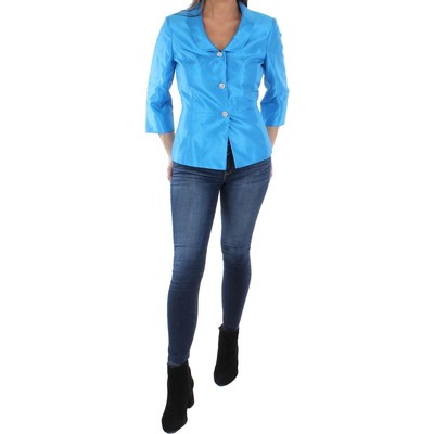 

Tahari ASL Womens Blue Shantung Пиджак с рукавами 3/4 Блейзер  BHFO 8718