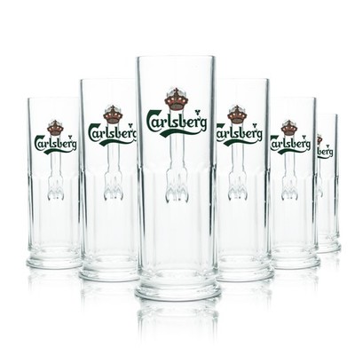 6x Carlsberg Glas 0,4l Kontur Bier Gläser Krug Humpen Seidel Pilsener Brauerei