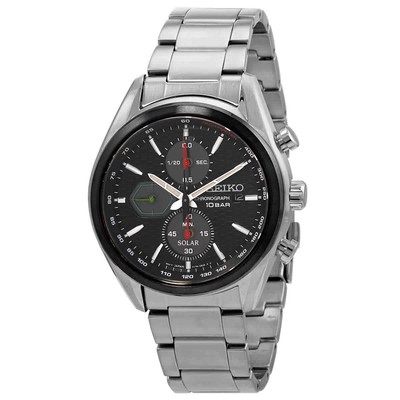 Seiko Chronograph Black Dial Stainless Steel Men's Watch SSC803