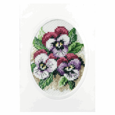 Orchidea Cross Stitch Kit: Card: Pansies