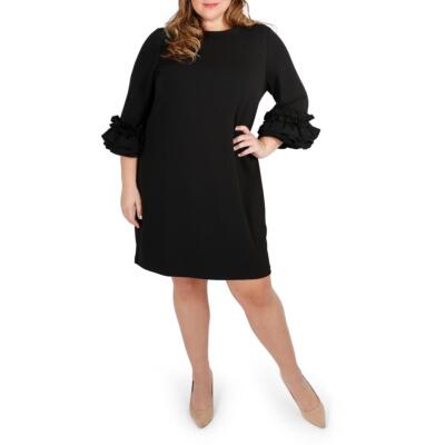 Maree Pour Toi Womens Black Ruffled Knee Party Sheath Dress Plus 20W BHFO 9583