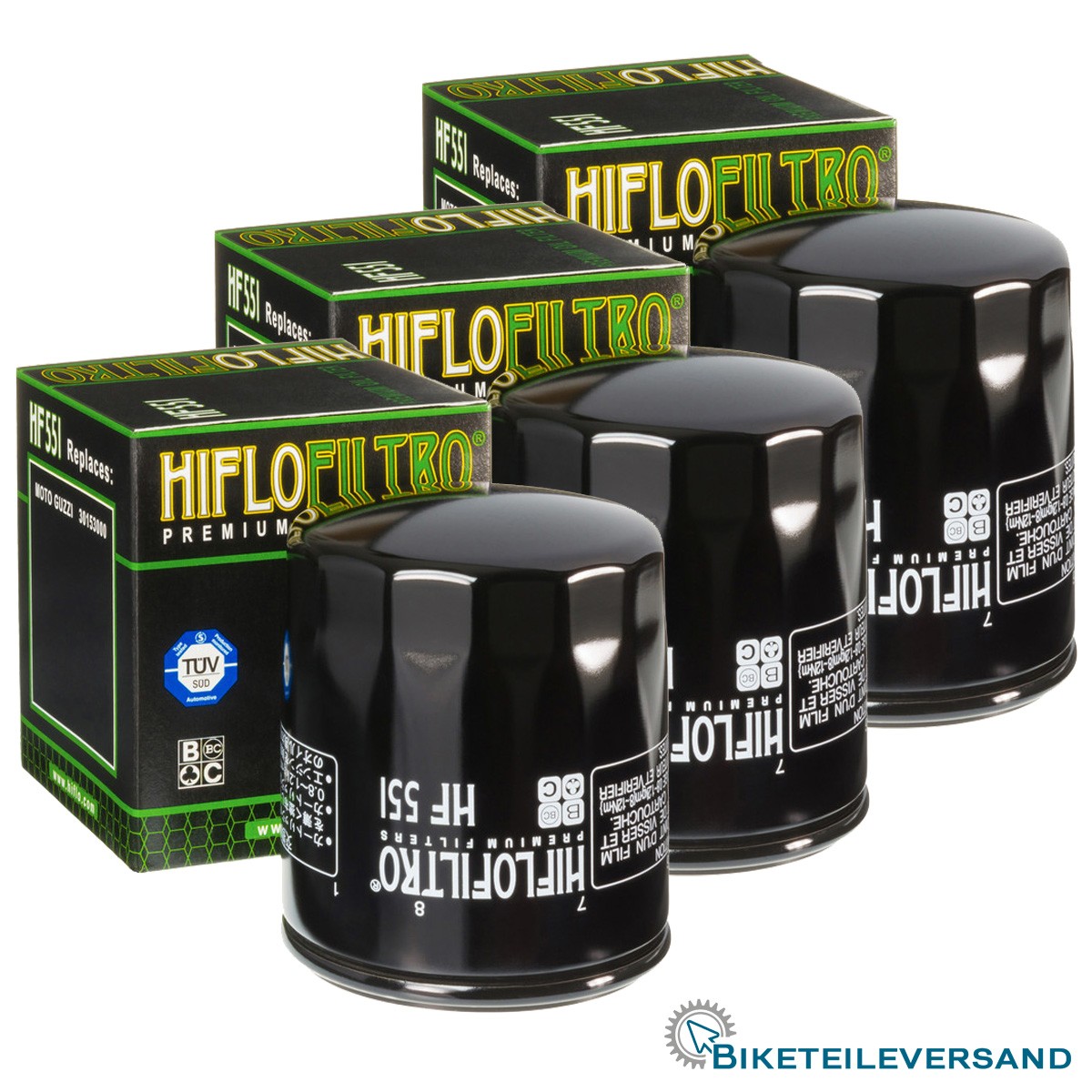3X HIFLO Premium Ölfilter HF551