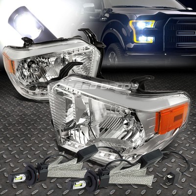 ХРОМИРОВАННЫЙ КОРПУС ЯНТАРНОЙ УГЛОВОЙ СВЕТОДИОДНОЙ ФАРЫ + СКРЫТАЯ ЛАМПА 6000K ДЛЯ TOYOTA TUNDRA 14-17