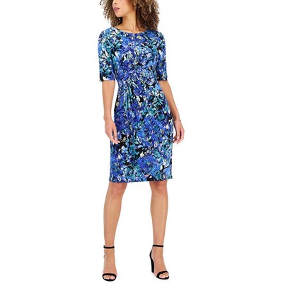 Connected Apparel Womens Blue Gathered Drape Causal Sheath Dress 6 BHFO 2141