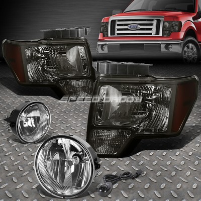 ДЫМЧАТАЯ ФАРА + ЖЕЛТЫЙ УГЛОВОЙ СИГНАЛ+ ХРОМИРОВАННЫЕ ПРОТИВОТУМАННЫЕ ФАРЫ + ПЕРЕКЛЮЧАТЕЛЬ ДЛЯ 09-14 FORD F150 LOBO