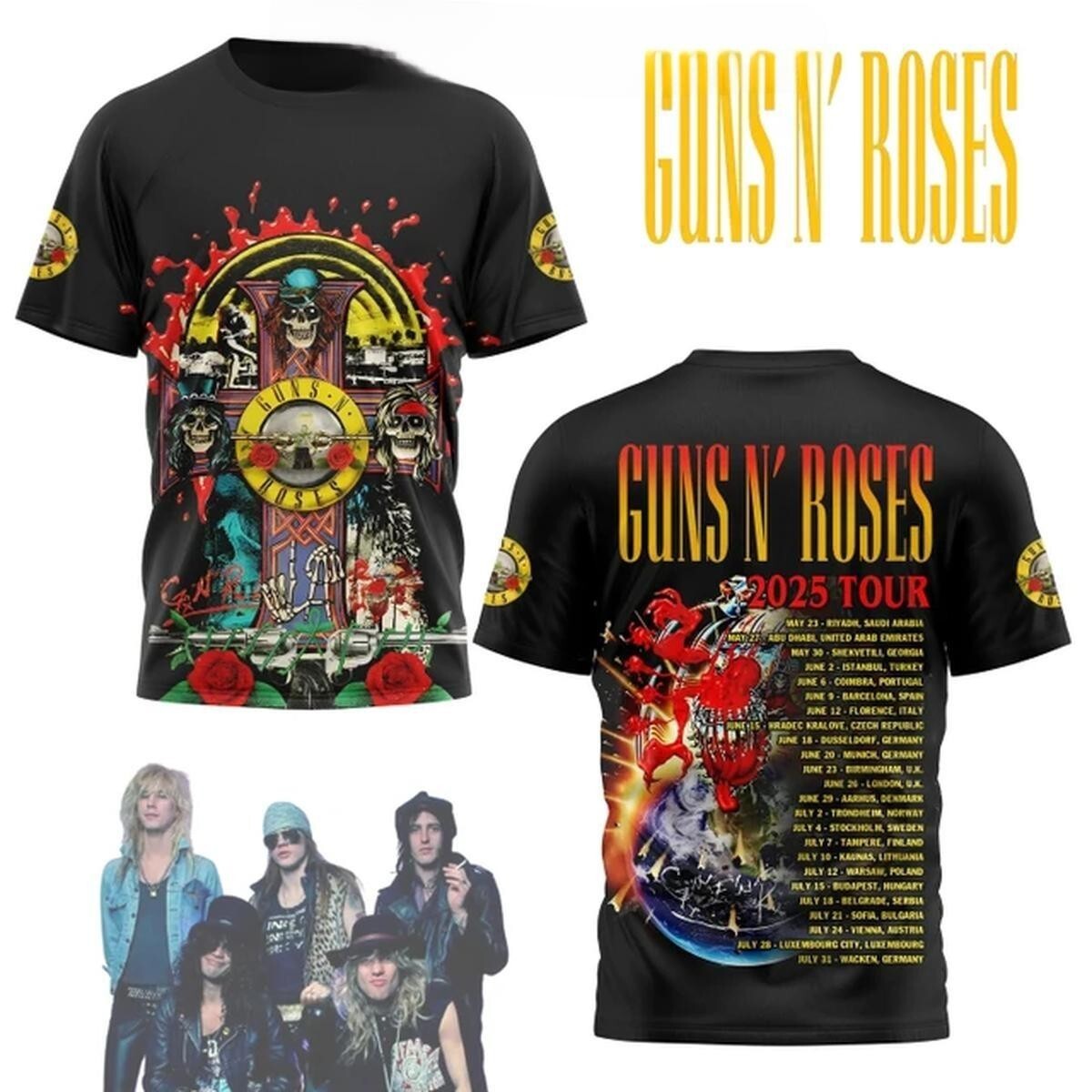 GUNS N' ROSES 2025 TOUR Tシャツ Lサイズ Bullet Logo Tour 2025 T-Shirt - Guns N' Roses