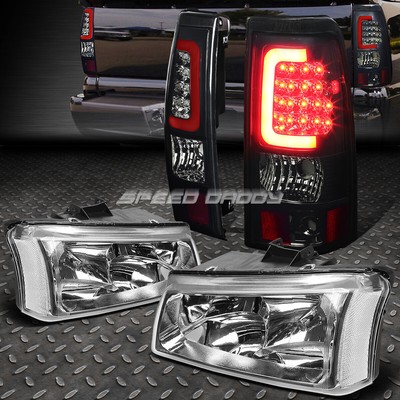 ХРОМИРОВАННАЯ ФАРА + ПРОЗРАЧНЫЙ УГОЛ + КОПЧЕНЫЙ 3D ОПТИЧЕСКИЙ СВЕТОДИОДНЫЙ ЗАДНИЙ ФОНАРЬ ДЛЯ 03-07 SILVERADO