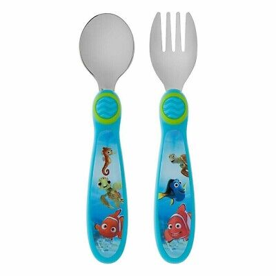 New Disney Finding Nemo Easy Grip Fork & Spoon Flatware 9m+ Baby Feeding Set