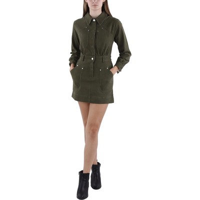 Steve Madden Womens Green Denim Mini Daytime Shirtdress 2 BHFO 2409