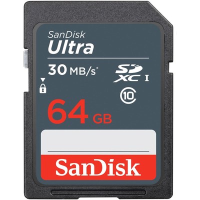 Карта памяти SanDisk 64 ГБ Ultra UHS-I SDXC, скорость чтения 140 МБ/с #SDSDUNB-064G-AN6IN