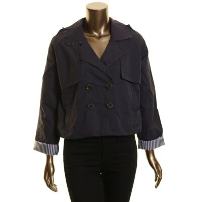 MAISON JULES NEW Women's Double-breasted Cropped Trench Jacket Top TEDO