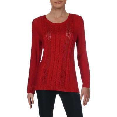 

Женский красный вязаный пуловер Kensie с эффектом металлик  BHFO 6858