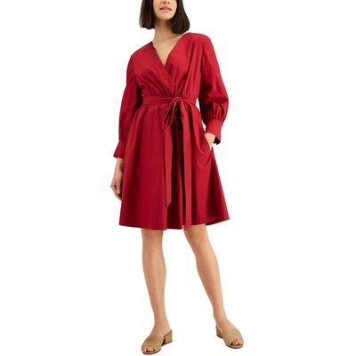 

Женское мини-платье с объемными рукавами и запахом Weekend MaxMara Surplice BHFO 9591, Dress cherry