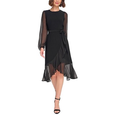 Tommy Hilfiger Womens Chiffon Sleeve Midi Cocktail And Party Dress BHFO 9361