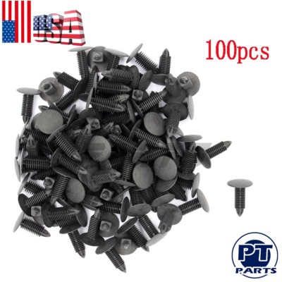 100pcs Auto Car Black Plastic Rivets Fastener Door Clips For 7mm Hole