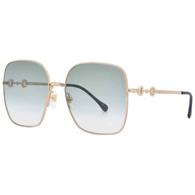 Pre-owned Gucci Green Square Ladies Sunglasses Gg0879s 003 61 Gg0879s 003 61