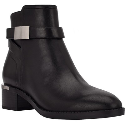 Женские черные кожаные ботильоны Calvin Klein 8 Medium (B,M) BHFO 8330