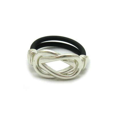 Stilvoller Sterling Silber Ring mit Silikon Massiv 925 Handgefertigt Empress