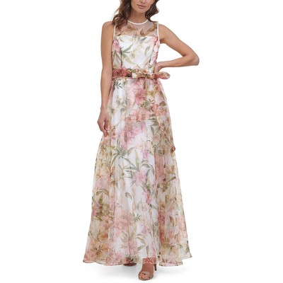 

Женское вечернее платье макси цвета слоновой кости с поясом Eliza J Petites  BHFO 9243, Ivory multi