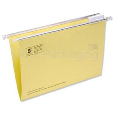 10 x FOOLSCAP YELLOW SUSPENSION FILES + TABS & INSERTS