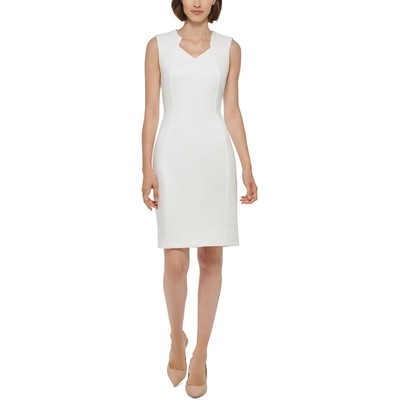 Женское белое платье-футляр миди без рукавов из крепа Calvin Klein 12 BHFO 2567