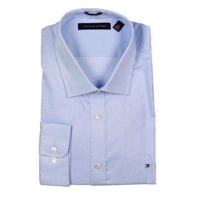 

Мужская синяя рубашка узкого кроя на пуговицах Tommy Hilfiger 16,5 34/35 л BHFO 7442, Light blue