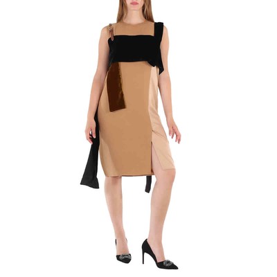 Pre-owned Burberry Silk And Velvet Strap Detail Dress In Check Description