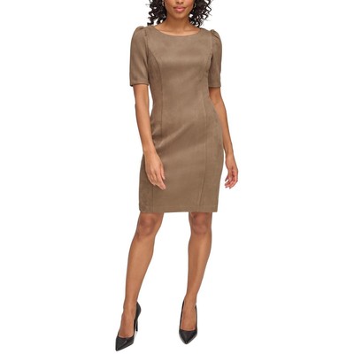 Женское коричневое платье-футляр из искусственной замши DKNY 14 BHFO 1466