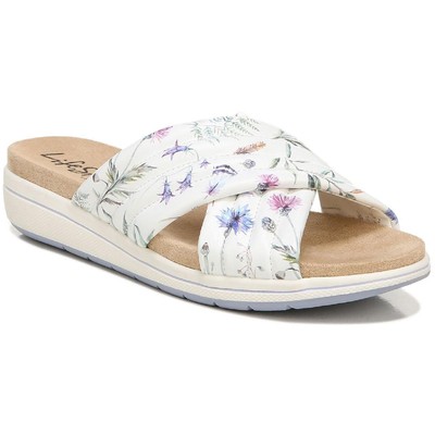 LifeStride Womens Panama White Slip On Wedge Sandals 9 Medium (B,M) BHFO 7780