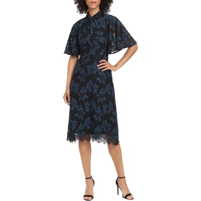 

Женское кружевное вечернее платье миди Maggy London BHFO 8692, Black/seaport