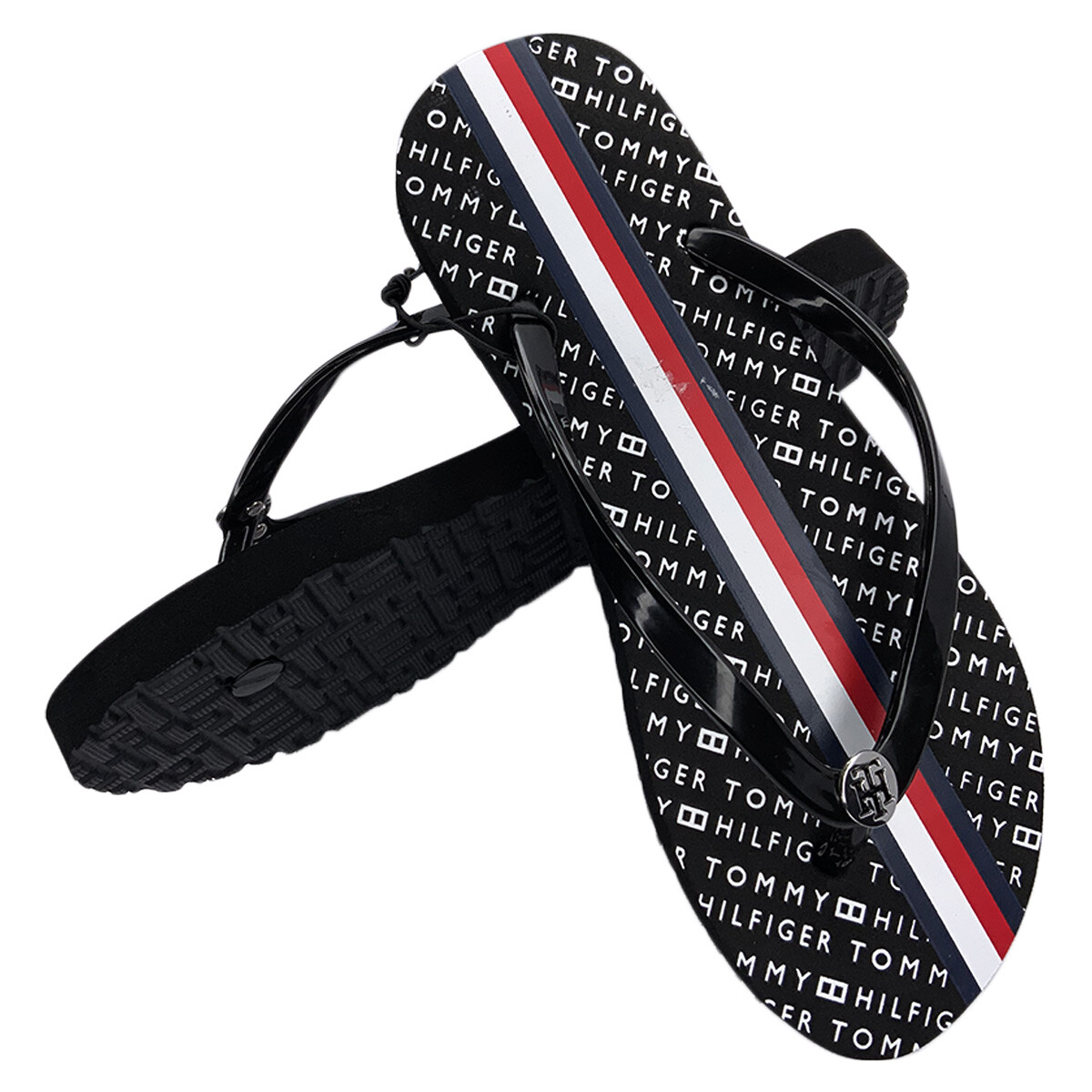 tommy hilfiger black flip flops