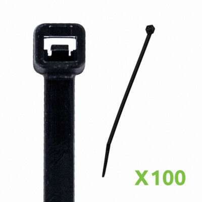10 Inch Nylon UV Resistant Cable Wire Zip Tie 40 lbs Black 100 Pack Lot Pcs Qty
