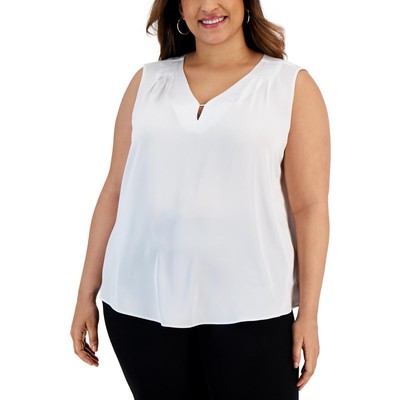 Kasper Womens   White Sleeveless  Pullover Top Shirt Plus 3X BHFO 7164