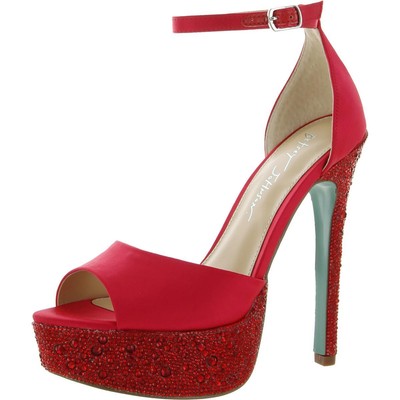 

Красные женские туфли на платформе Betsey Johnson Karma 8,5 средний (B,M) BHFO 5315, Красный, Karma