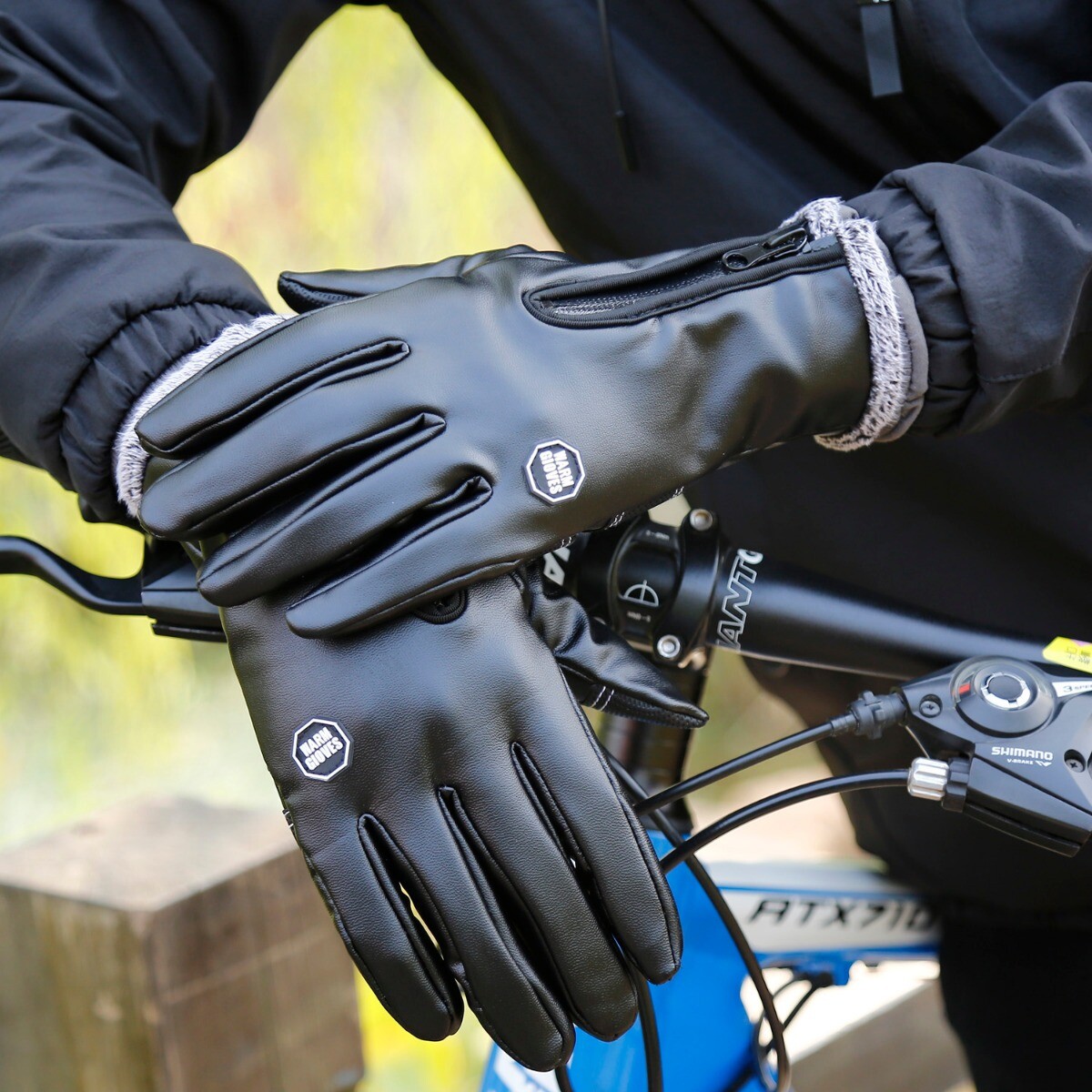 Winter Outdoor Sports Riding Warm Leather Gloves Windproof Touch Screen Gloves