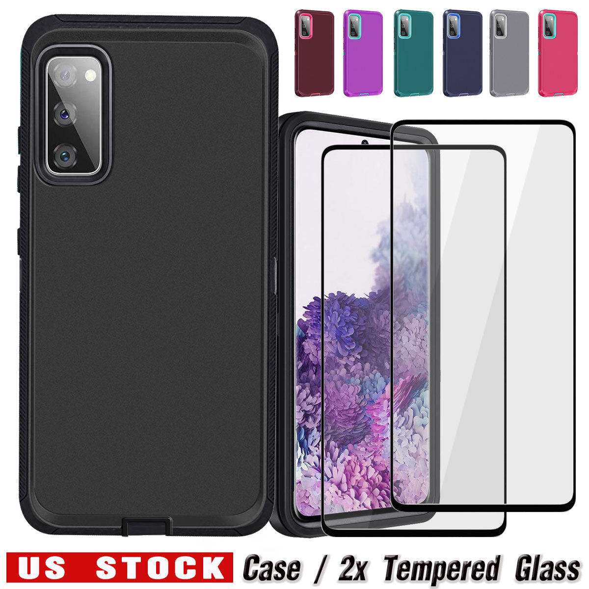 For Samsung Galaxy S20 FE 5G Case Heavy Duty Shockproof Cover + Screen Protector