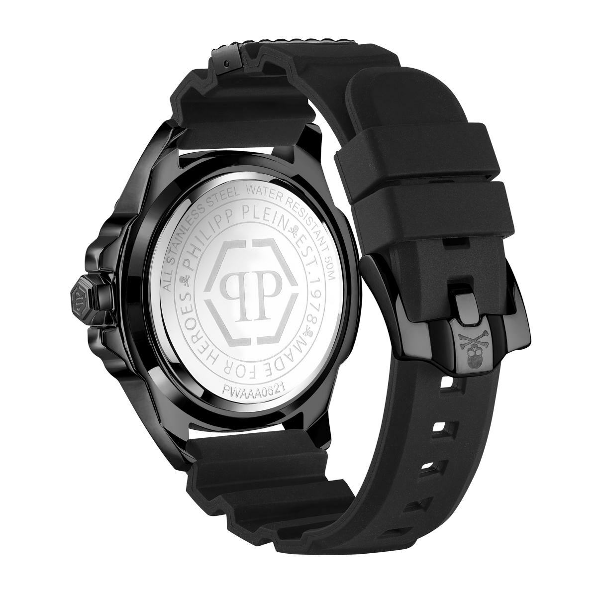 Pre-owned Philipp Plein Men's Watch Analog Quartz $kull Black Pwaaa0621 Silicone