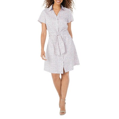 

Женское белое платье-рубашка миди с поясом и воротником Foxcroft NYC Vienna  BHFO 1106, Soft indigo