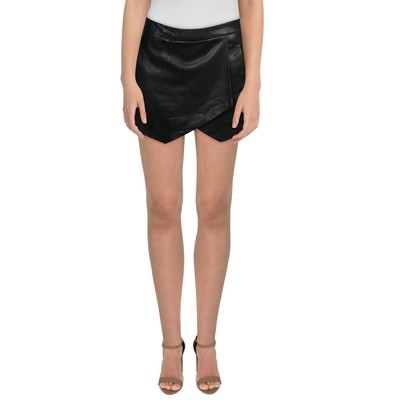

Habitual Womens Black Vegan Leather Faux Wrap Dress Skort  BHFO 2162, Черный