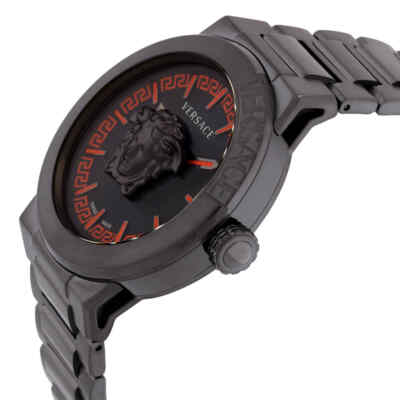 Pre-owned Versace Medusa Infinite Quartz Gunmetal Dial Men's Watch Ve7e00723